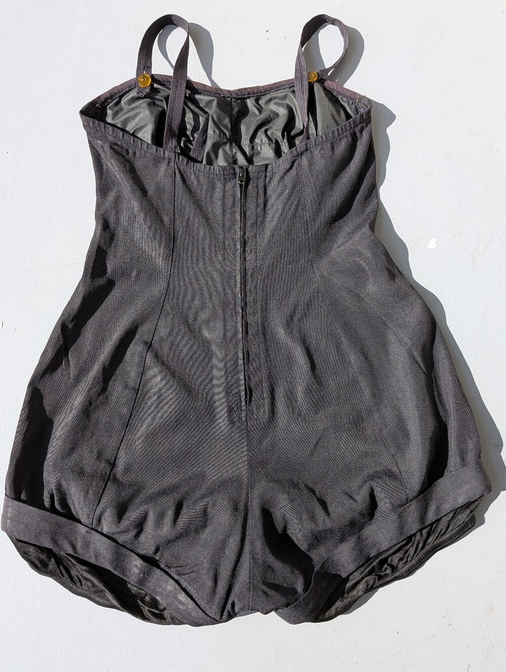 Vintage 1950s Black Bathing Romper Perfection Fit By Roxanne Size 8-10 34 B Cup